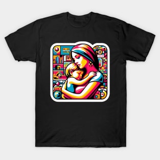 Colorful Mother and Child in the City Love Artwork mother's day T-Shirt